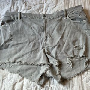 XXL Aerie Grey Denim Distressed Shorts
